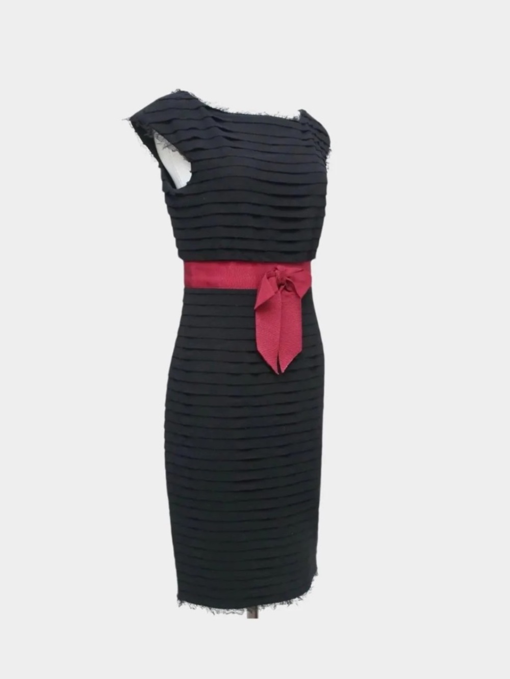 CHANEL⎻Black Sheath Dress with Red Bow, Sz 2 - Picture 7 of 14